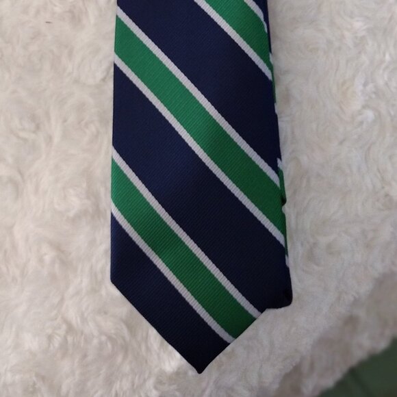 Knottery New York Other - Knottery New York Navy Green Striped Tie Classic Diagonal Stripe Dress Necktie